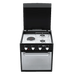 Oven cooktop with four burners on a black background