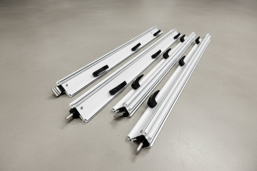 Set of metal tracks or guides