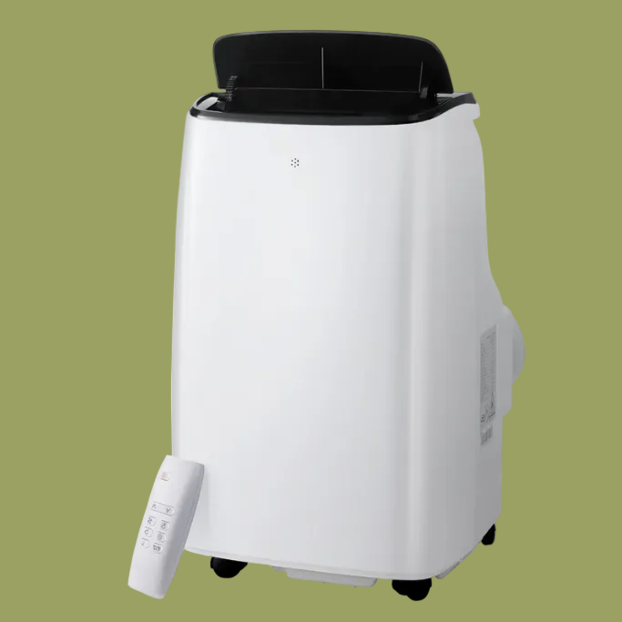 White portable air conditioner with black top 7000 BTU