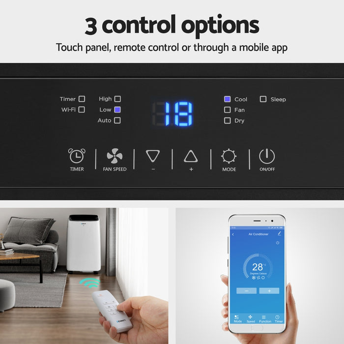 Remote and phone app control of air conditioner