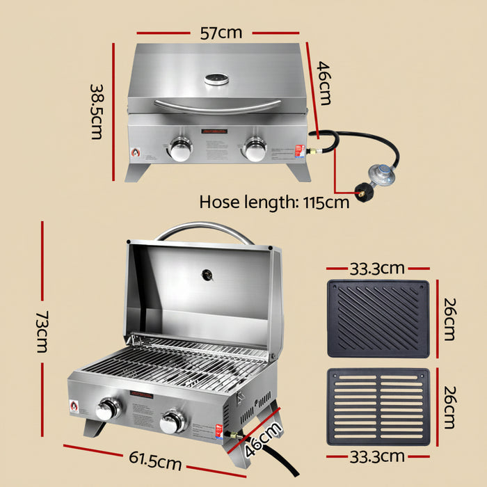 Outdoor grill with dimensions labeled 