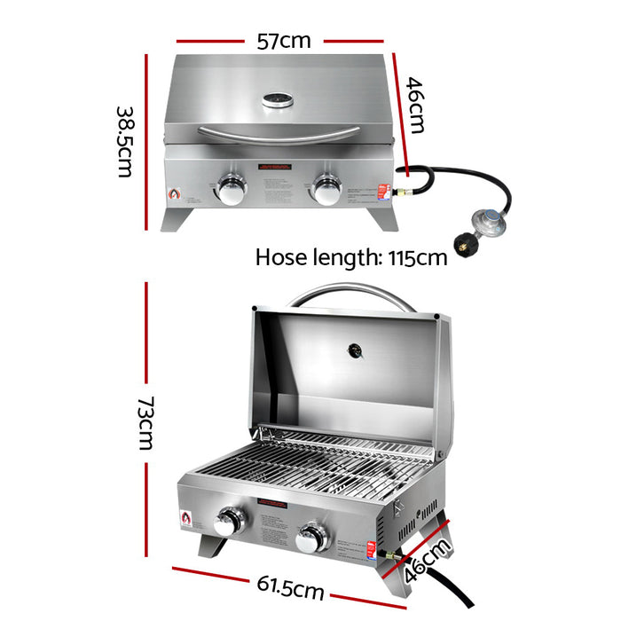 Stainless steel gas bbq with dimensions