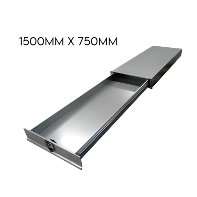 Metal drawer for caravan with dimensions 1500mm x 750mm