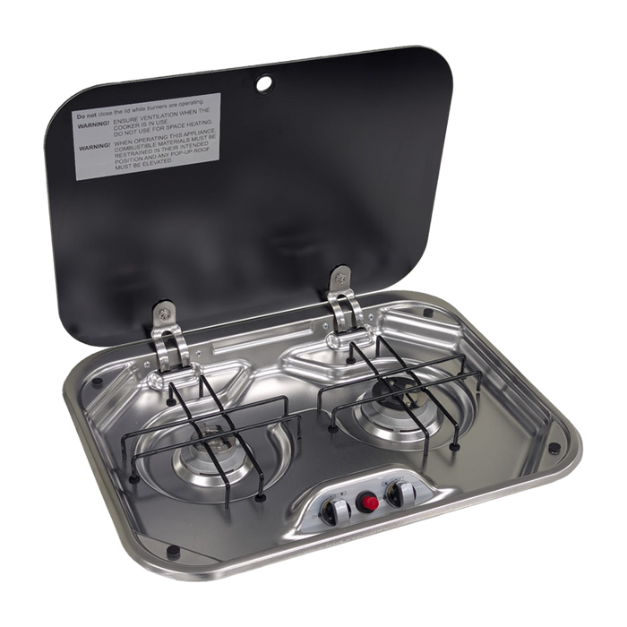 SPHERE 2Burner Gas Stove & Lid with Piezo Ignition - 480 x 370 x 50mm