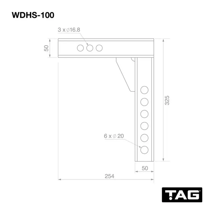 TAG 100mm Drop Weight Distribution Shank. WDHS-100