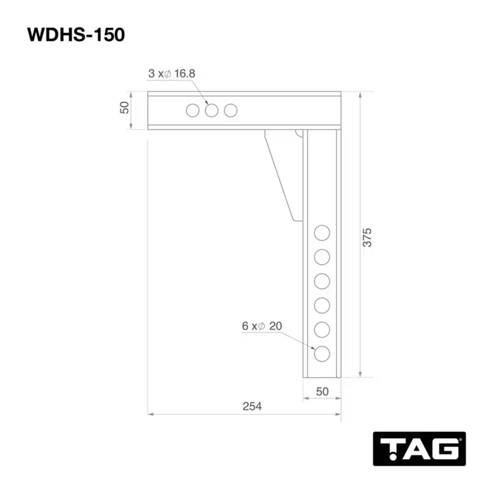 TAG 150mm Drop Weight Distribution Shank. WDHS-150