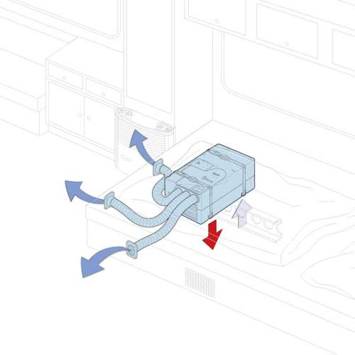 Diagram of a heating system with pipes and components