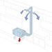 Diagram of an aircon system with arrows indicating flow direction.