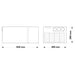 Technical drawing of an air conditioning unit with dimensions labeled