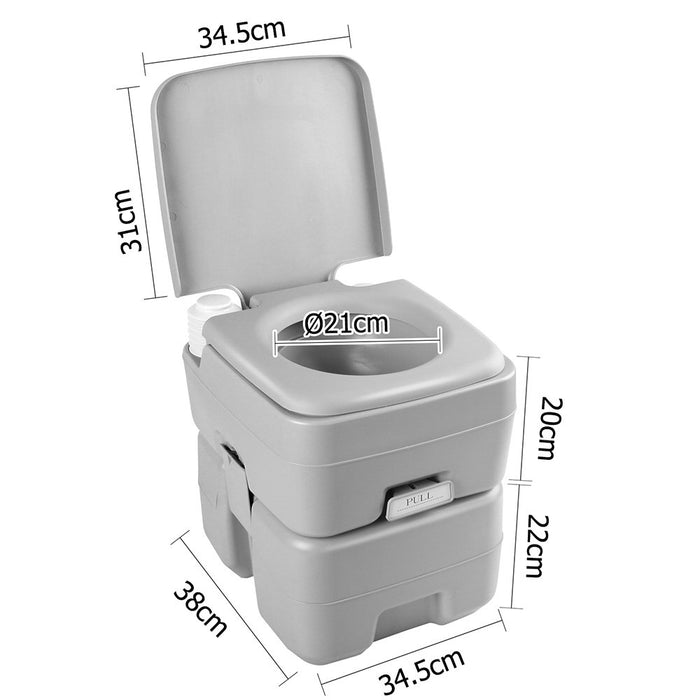 Portable Camping Toilet 20L - Grey - Option with Carry Bag