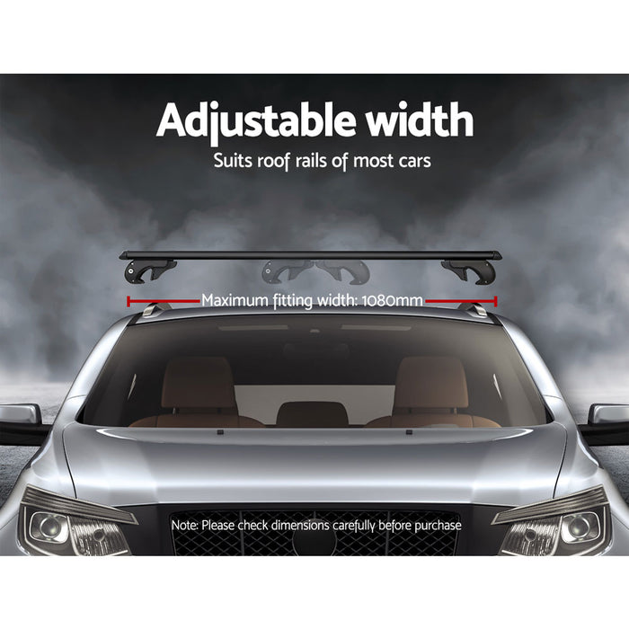 Universal Car Roof Rack 1080mm Cross Bars Aluminium Black Adjustable | 2 Year Warranty