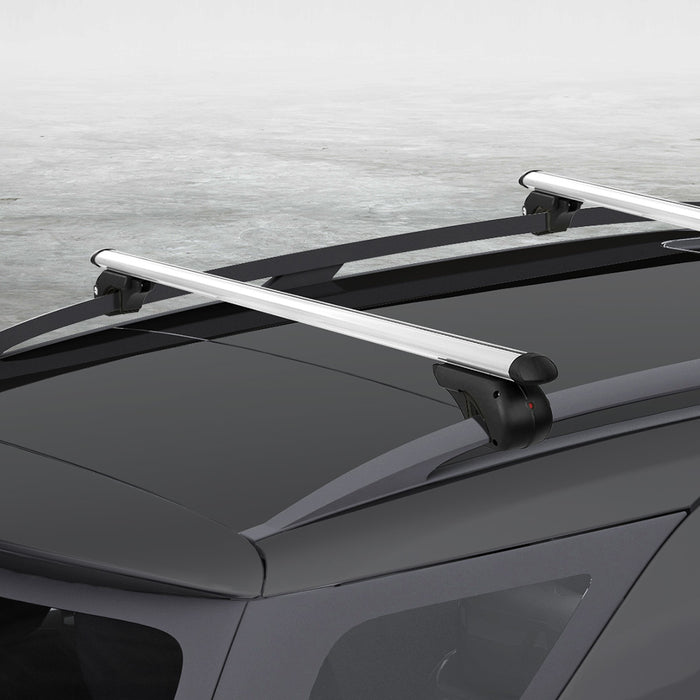 Car Roof Rack - Adjustable Cross Bars - Aluminium Silver 108cm Racks