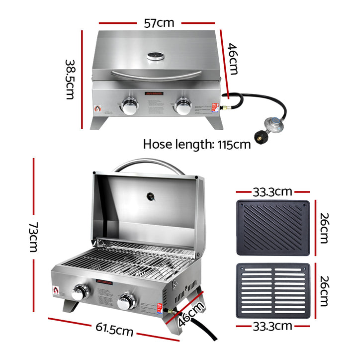 Portable Gas BBQ with 2 Burners