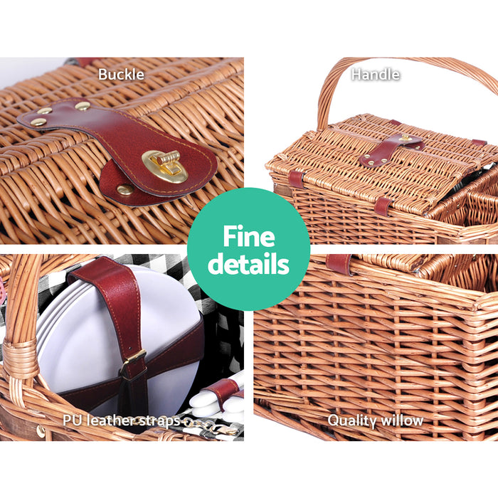 Deluxe 4 Person Picnic Basket and  Insulated Blanket