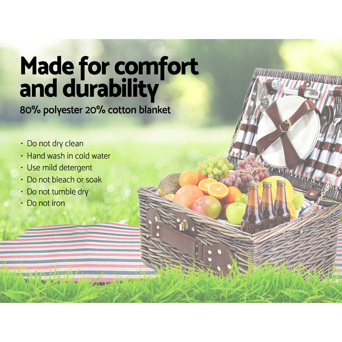Deluxe Picnic Basket for 4 People with Blanket