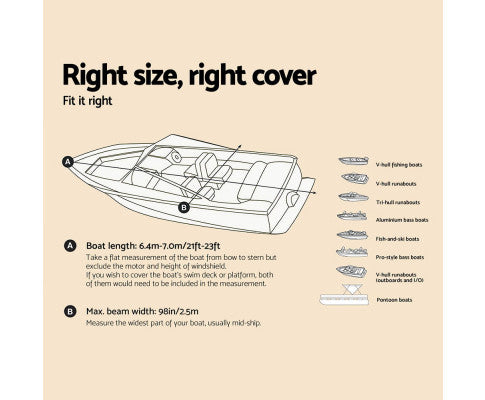 Boat Covers Waterproof Various Sizes from 4.2m to 8.2m